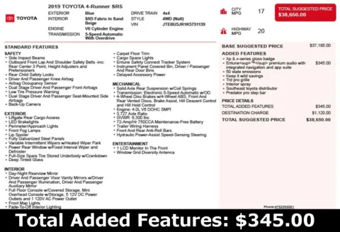 Another view of 2019 Toyota 4Runner SR5 for sale in Duluth, GA at Autoplex Atlanta