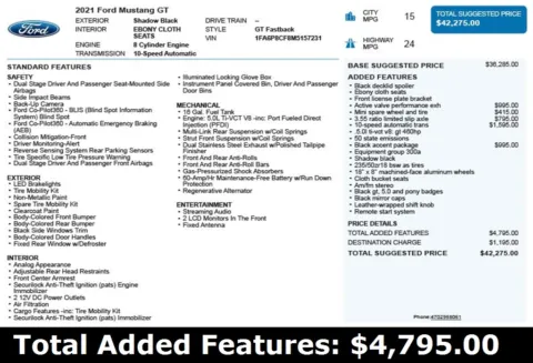 Another view of 2021 Ford Mustang GT for sale in Duluth, GA at Autoplex Atlanta