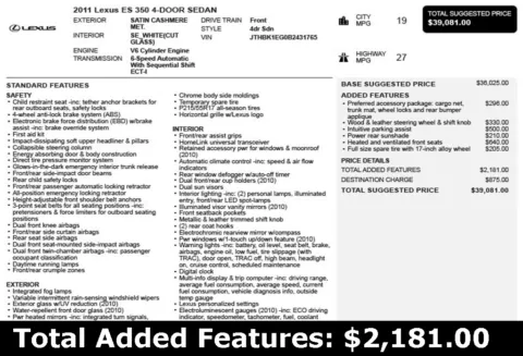 Another view of 2011 Lexus ES 350 for sale in Duluth, GA at Autoplex Atlanta