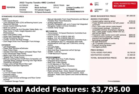 Another view of 2022 Toyota Tundra Limited for sale in Duluth, GA at Autoplex Atlanta
