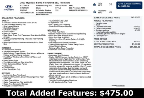 Another view of 2023 Hyundai Santa Fe Hybrid SEL Premium for sale in Duluth, GA at Autoplex Atlanta