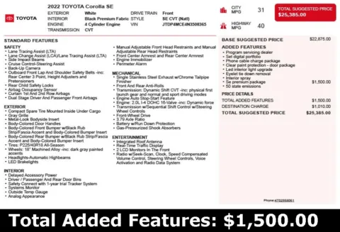 Another view of 2022 Toyota Corolla SE for sale in Duluth, GA at Autoplex Atlanta