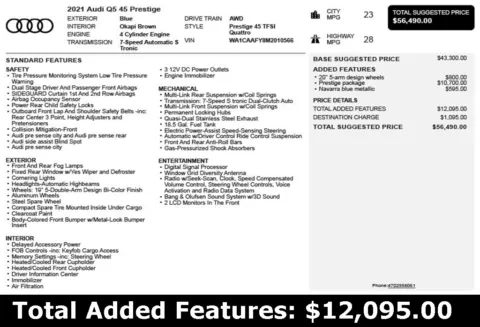 Another view of 2021 Audi Q5 45 Prestige for sale in Duluth, GA at Autoplex Atlanta