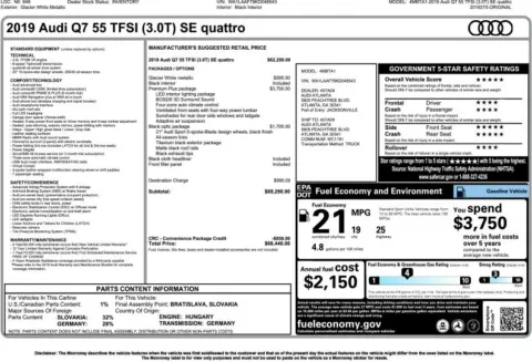 Another view of 2019 Audi Q7 55 SE Premium Plus for sale in Duluth, GA at Autoplex Atlanta