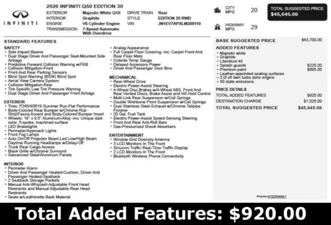Another view of 2020 INFINITI Q50 EDITION 30 for sale in Duluth, GA at Autoplex Atlanta