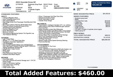 Another view of 2024 Hyundai Kona SE for sale in Duluth, GA at Autoplex Atlanta