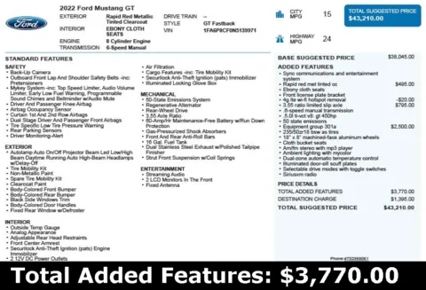 Another view of 2022 Ford Mustang GT for sale in Duluth, GA at Autoplex Atlanta