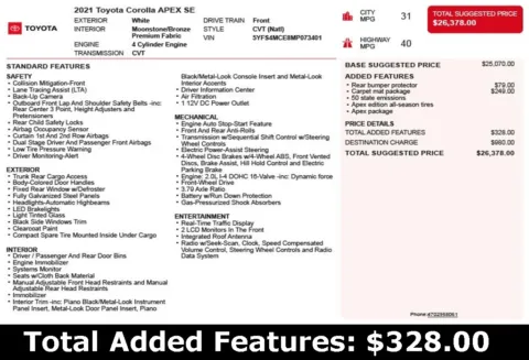 Another view of 2021 Toyota Corolla APEX SE for sale in Duluth, GA at Autoplex Atlanta