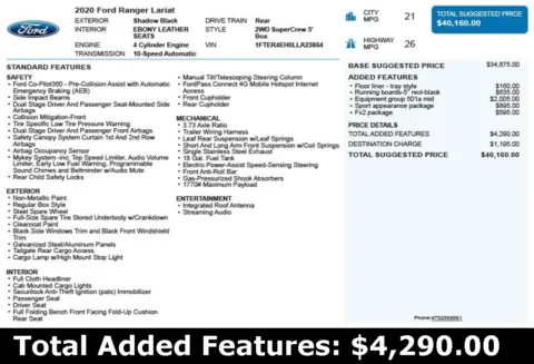 Another view of 2020 Ford Ranger Lariat for sale in Duluth, GA at Autoplex Atlanta