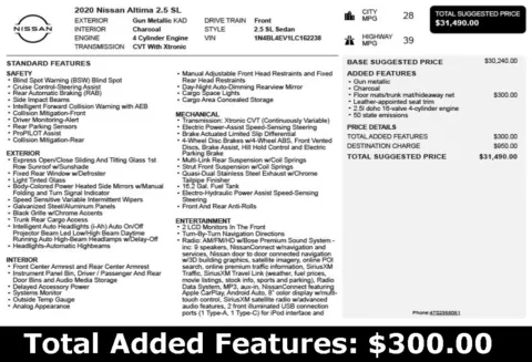Another view of 2020 Nissan Altima 2.5 SL for sale in Duluth, GA at Autoplex Atlanta