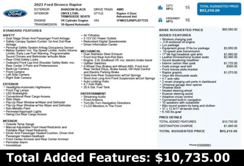 Another view of 2023 Ford Bronco Raptor for sale in Duluth, GA at Autoplex Atlanta