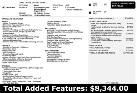 Another view of 2019 Lexus LS 500 Base for sale in Duluth, GA at Autoplex Atlanta