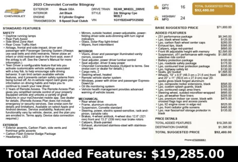 Another view of 2023 Chevrolet Corvette Stingray for sale in Duluth, GA at Autoplex Atlanta