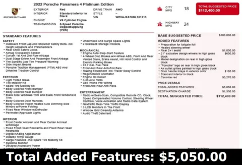Another view of 2022 Porsche Panamera 4 Platinum Edition for sale in Duluth, GA at Autoplex Atlanta