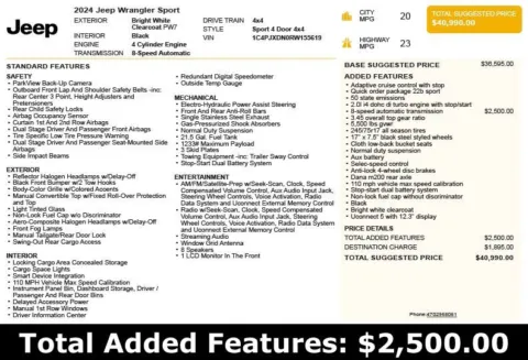 Another view of 2024 Jeep Wrangler Sport for sale in Duluth, GA at Autoplex Atlanta