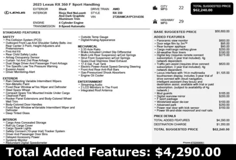 Another view of 2023 Lexus RX 350 F Sport Handling for sale in Duluth, GA at Autoplex Atlanta