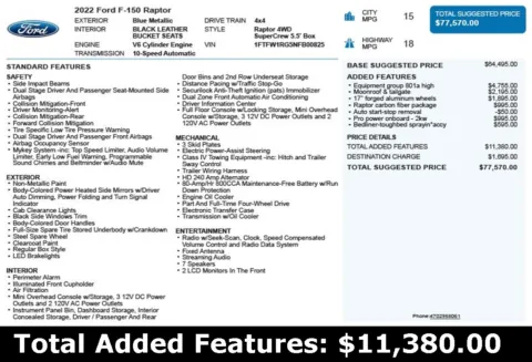 Another view of 2022 Ford F-150 Raptor for sale in Duluth, GA at Autoplex Atlanta