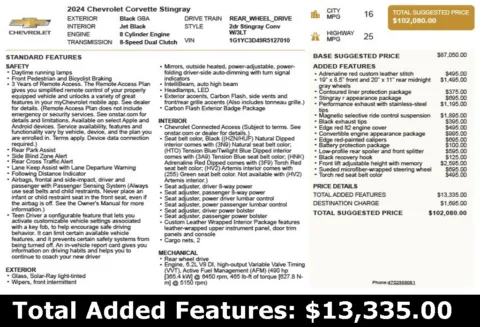 Another view of 2024 Chevrolet Corvette Stingray for sale in Duluth, GA at Autoplex Atlanta