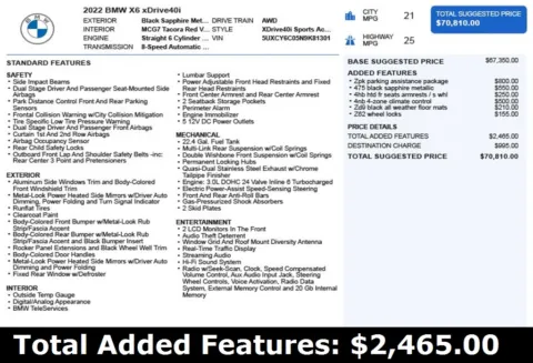 Another view of 2022 BMW X6 xDrive40i for sale in Duluth, GA at Autoplex Atlanta
