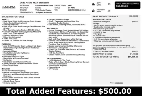 Another view of 2022 Acura MDX 3.5L for sale in Duluth, GA at Autoplex Atlanta