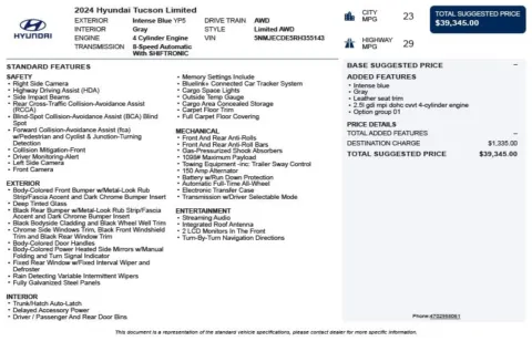 Another view of 2024 Hyundai Tucson Limited for sale in Duluth, GA at Autoplex Atlanta