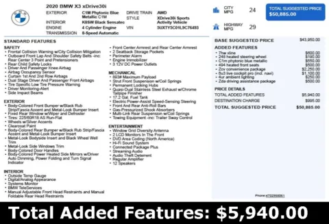 Another view of 2020 BMW X3 xDrive30i for sale in Duluth, GA at Autoplex Atlanta