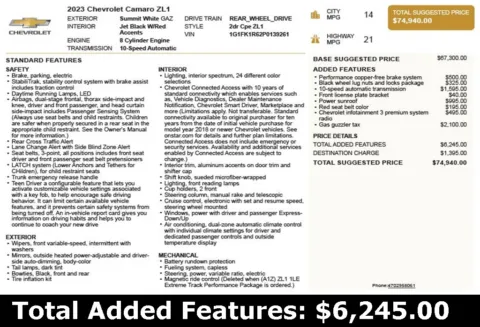 Another view of 2023 Chevrolet Camaro ZL1 for sale in Duluth, GA at Autoplex Atlanta