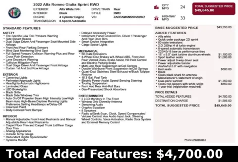 Another view of 2022 Alfa Romeo Giulia Sprint for sale in Duluth, GA at Autoplex Atlanta