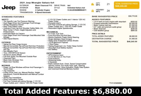 Another view of 2021 Jeep Wrangler Unlimited Sahara for sale in Duluth, GA at Autoplex Atlanta
