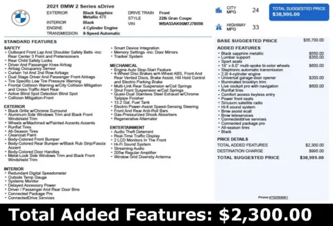 Another view of 2021 BMW 2 Series 228i for sale in Duluth, GA at Autoplex Atlanta