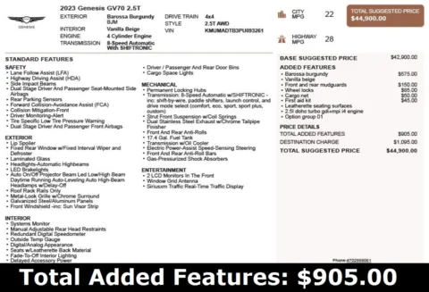 Another view of 2023 Genesis GV70 2.5T for sale in Duluth, GA at Autoplex Atlanta