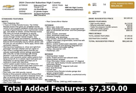 Another view of 2024 Chevrolet Suburban High Country for sale in Duluth, GA at Autoplex Atlanta