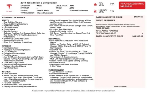Another view of 2019 Tesla Model 3 Long Range for sale in Duluth, GA at Autoplex Atlanta