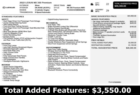 Another view of 2022 Lexus NX 350 Premium for sale in Duluth, GA at Autoplex Atlanta
