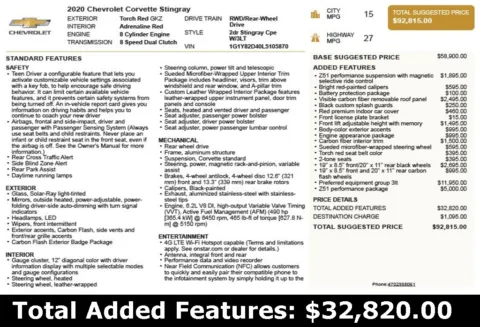 Another view of 2020 Chevrolet Corvette Stingray for sale in Duluth, GA at Autoplex Atlanta