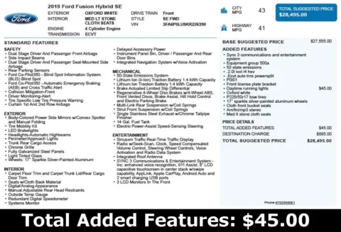 Another view of 2019 Ford Fusion Hybrid SE for sale in Duluth, GA at Autoplex Atlanta