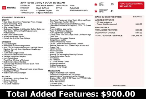 Another view of 2019 Toyota Camry SE for sale in Duluth, GA at Autoplex Atlanta