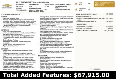 Another view of 2017 Chevrolet Corvette Stingray for sale in Duluth, GA at Autoplex Atlanta