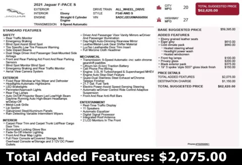 Another view of 2021 Jaguar F-PACE S for sale in Duluth, GA at Autoplex Atlanta