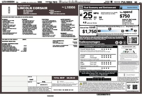 Another view of 2023 Lincoln Corsair Reserve for sale in Duluth, GA at Autoplex Atlanta