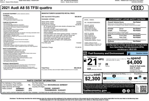 Another view of 2021 Audi A8 L 55 for sale in Duluth, GA at Autoplex Atlanta