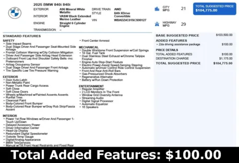 Another view of 2025 BMW 8 Series 840i for sale in Duluth, GA at Autoplex Atlanta