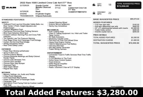 Another view of 2022 Ram 1500 Limited for sale in Duluth, GA at Autoplex Atlanta