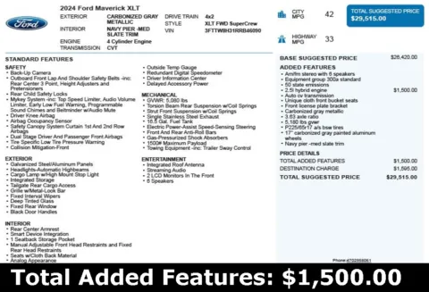 Another view of 2024 Ford Maverick XLT for sale in Duluth, GA at Autoplex Atlanta
