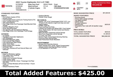 Another view of 2023 Toyota Highlander XLE for sale in Duluth, GA at Autoplex Atlanta