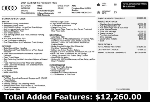 Another view of 2021 Audi Q8 55 Premium Plus for sale in Duluth, GA at Autoplex Atlanta