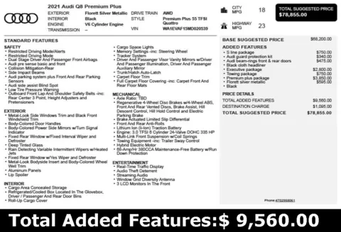 Another view of 2021 Audi Q8 55 Premium Plus for sale in Duluth, GA at Autoplex Atlanta