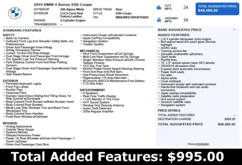 Another view of 2019 BMW 4 Series 430i for sale in Duluth, GA at Autoplex Atlanta