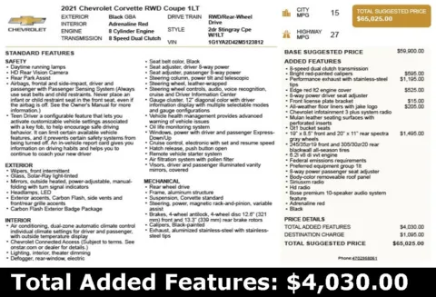 Another view of 2021 Chevrolet Corvette Stingray for sale in Duluth, GA at Autoplex Atlanta