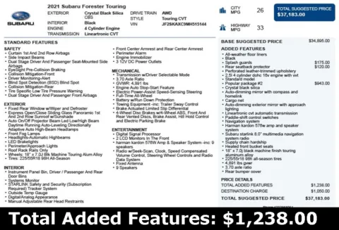 Another view of 2021 Subaru Forester Touring for sale in Duluth, GA at Autoplex Atlanta